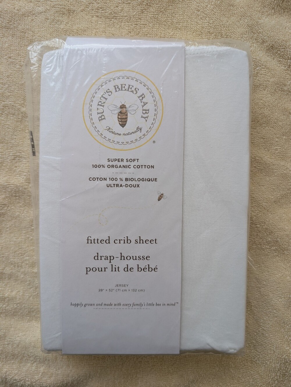 Burt's Bees Baby White Organic Cotton Fitted Crib Sheet